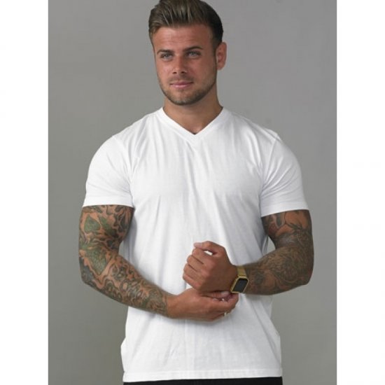 D555 Signature V-neck T-shirt White - Tricouri - Tricouri Bărbați Mărimi Mari