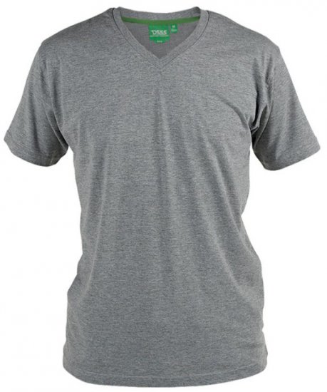 D555 Signature V-neck T-shirt Grey - Tricouri - Tricouri Bărbați Mărimi Mari