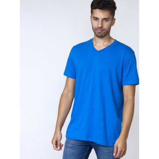 D555 Signature V-neck T-shirt Blue - Tricouri - Tricouri Bărbați Mărimi Mari