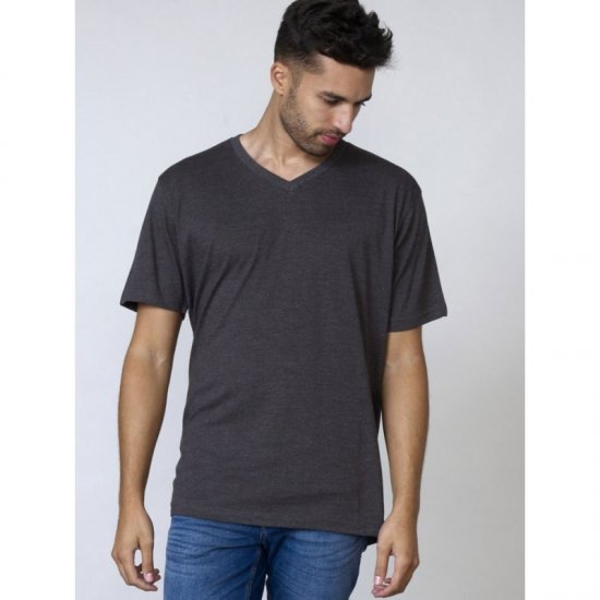 D555 Signature V-neck T-shirt Charcoal - Tricouri - Tricouri Bărbați Mărimi Mari