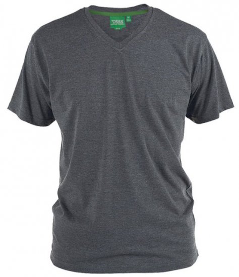 D555 Signature V-neck T-shirt Charcoal - Tricouri - Tricouri Bărbați Mărimi Mari