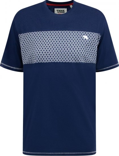 D555 Swansea Cut And Sew Crew Neck T-Shirt Navy - Tricouri - Tricouri Bărbați Mărimi Mari