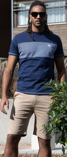 D555 Swansea Cut And Sew Crew Neck T-Shirt Navy - Tricouri - Tricouri Bărbați Mărimi Mari