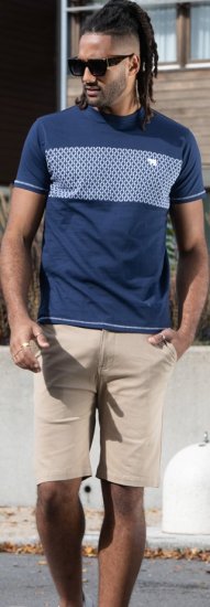 D555 Swansea Cut And Sew Crew Neck T-Shirt Navy - Tricouri - Tricouri Bărbați Mărimi Mari