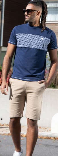 D555 Swansea Cut And Sew Crew Neck T-Shirt Navy - Tricouri - Tricouri Bărbați Mărimi Mari