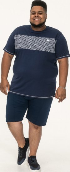 D555 Swansea Cut And Sew Crew Neck T-Shirt Navy - Tricouri - Tricouri Bărbați Mărimi Mari