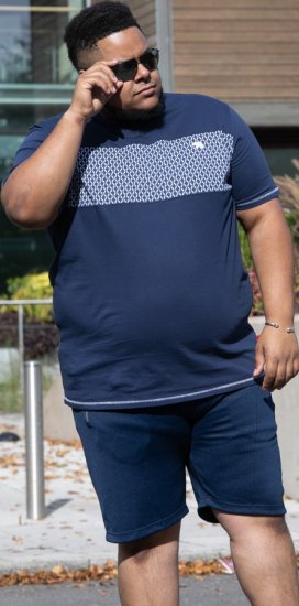 D555 Swansea Cut And Sew Crew Neck T-Shirt Navy - Tricouri - Tricouri Bărbați Mărimi Mari