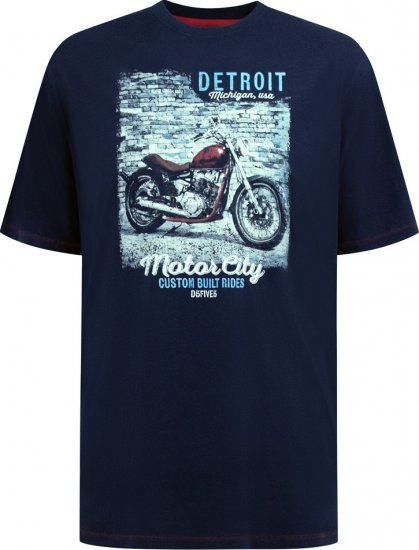 D555 Knowle Detroit Motor Bike Printed Crew Neck T-Shirt Navy - Tricouri - Tricouri Bărbați Mărimi Mari