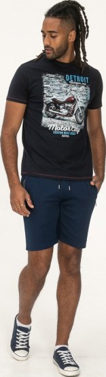 D555 Knowle Detroit Motor Bike Printed Crew Neck T-Shirt Navy - Tricouri - Tricouri Bărbați Mărimi Mari