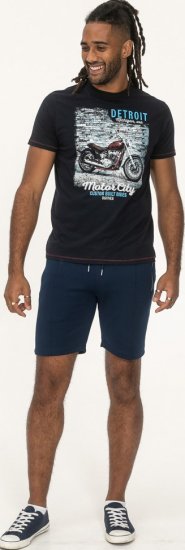 D555 Knowle Detroit Motor Bike Printed Crew Neck T-Shirt Navy - Tricouri - Tricouri Bărbați Mărimi Mari