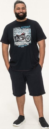 D555 Knowle Detroit Motor Bike Printed Crew Neck T-Shirt Navy - Tricouri - Tricouri Bărbați Mărimi Mari