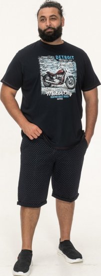 D555 Knowle Detroit Motor Bike Printed Crew Neck T-Shirt Navy - Tricouri - Tricouri Bărbați Mărimi Mari