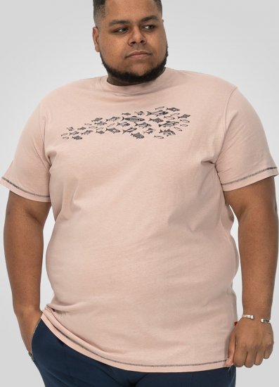 D555 Bournemouth Shoal Of Fish Printed Crew Neck T-Shirt Pink - Tricouri - Tricouri Bărbați Mărimi Mari