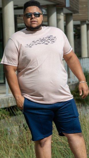 D555 Bournemouth Shoal Of Fish Printed Crew Neck T-Shirt Pink - Tricouri - Tricouri Bărbați Mărimi Mari