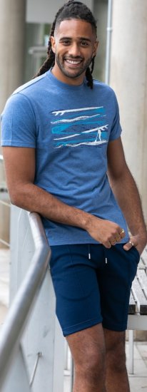 D555 Cardiff Surfer And Waves Printed Crew Neck T-shirt Denim Marl - Tricouri - Tricouri Bărbați Mărimi Mari