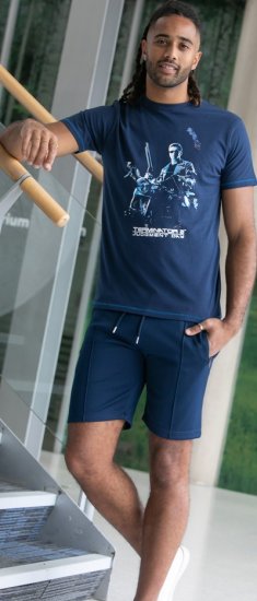 D555 Cameron Official Terminator Printed Crew Neck T-Shirt Dark Navy - Tricouri - Tricouri Bărbați Mărimi Mari