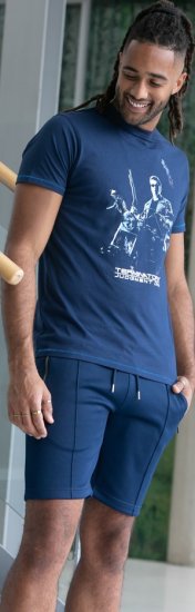 D555 Cameron Official Terminator Printed Crew Neck T-Shirt Dark Navy - Tricouri - Tricouri Bărbați Mărimi Mari