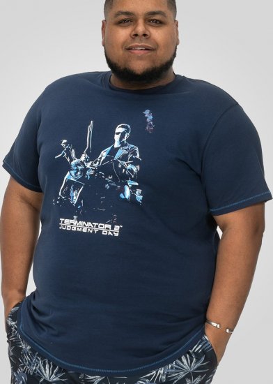 D555 Cameron Official Terminator Printed Crew Neck T-Shirt Dark Navy - Tricouri - Tricouri Bărbați Mărimi Mari