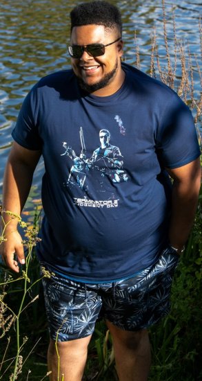 D555 Cameron Official Terminator Printed Crew Neck T-Shirt Dark Navy - Tricouri - Tricouri Bărbați Mărimi Mari