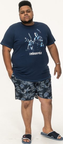 D555 Cameron Official Terminator Printed Crew Neck T-Shirt Dark Navy - Tricouri - Tricouri Bărbați Mărimi Mari
