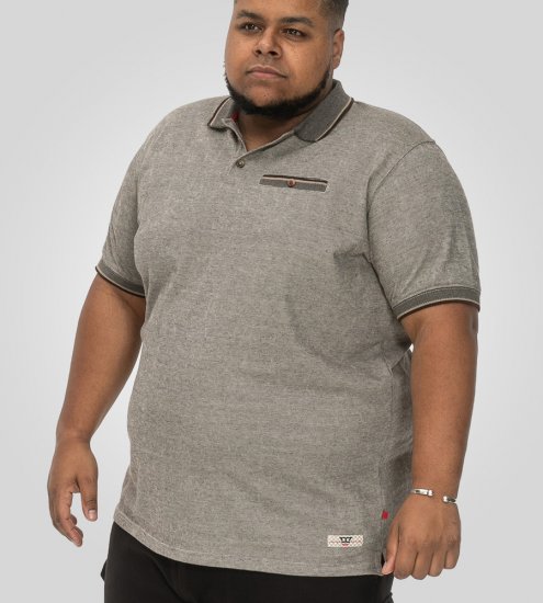 D555 Holyhead Tricou Polo Texturat Cu Buzunar La Piept Gri - Tricouri polo - Tricouri Polo Bărbați Mărimi Mari