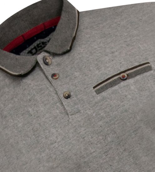 D555 Holyhead Tricou Polo Texturat Cu Buzunar La Piept Gri - Tricouri polo - Tricouri Polo Bărbați Mărimi Mari