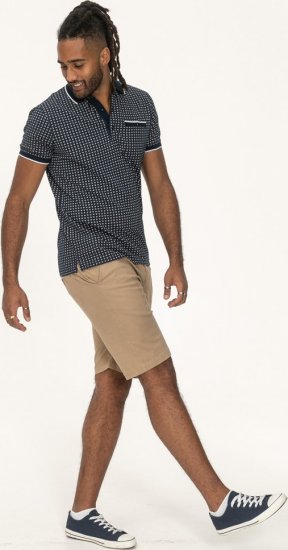 D555 Coventry AOP Polo Shirt Jacquard Collar & Ribbed Cuffs Navy - Tricouri polo - Tricouri Polo Bărbați Mărimi Mari