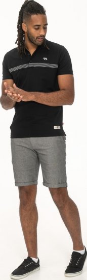 D555 Stafford Cut And Sew Embroidery Stripe Short Sleeve Polo Black - Tricouri polo - Tricouri Polo Bărbați Mărimi Mari
