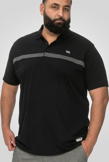D555 Stafford Cut And Sew Embroidery Stripe Short Sleeve Polo Black - Tricouri polo - Tricouri Polo Bărbați Mărimi Mari