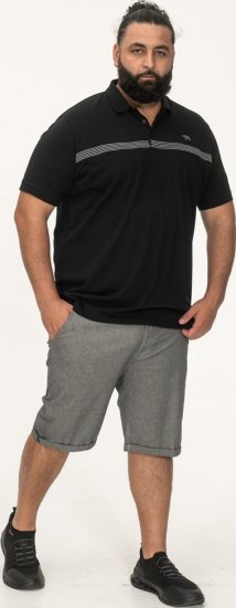 D555 Stafford Cut And Sew Embroidery Stripe Short Sleeve Polo Black - Tricouri polo - Tricouri Polo Bărbați Mărimi Mari