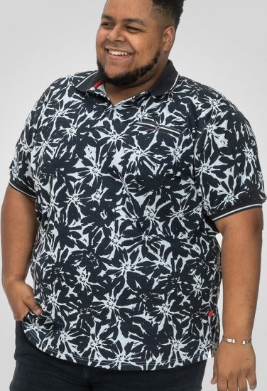 D555 Halifax AOP Hawaiian Print Short Sleeve Polo Blue - Tricouri - Tricouri Bărbați Mărimi Mari