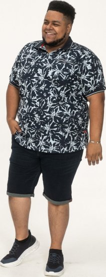 D555 Halifax AOP Hawaiian Print Short Sleeve Polo Blue - Tricouri - Tricouri Bărbați Mărimi Mari