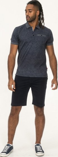 D555 Uttoxeter AOP Leaf Print Short Sleeve Polo Denim - Tricouri polo - Tricouri Polo Bărbați Mărimi Mari