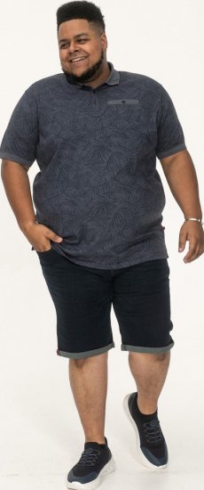 D555 Uttoxeter AOP Leaf Print Short Sleeve Polo Denim - Tricouri polo - Tricouri Polo Bărbați Mărimi Mari