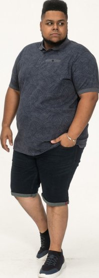 D555 Uttoxeter AOP Leaf Print Short Sleeve Polo Denim - Tricouri polo - Tricouri Polo Bărbați Mărimi Mari