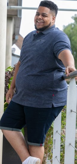 D555 Uttoxeter AOP Leaf Print Short Sleeve Polo Denim - Tricouri polo - Tricouri Polo Bărbați Mărimi Mari