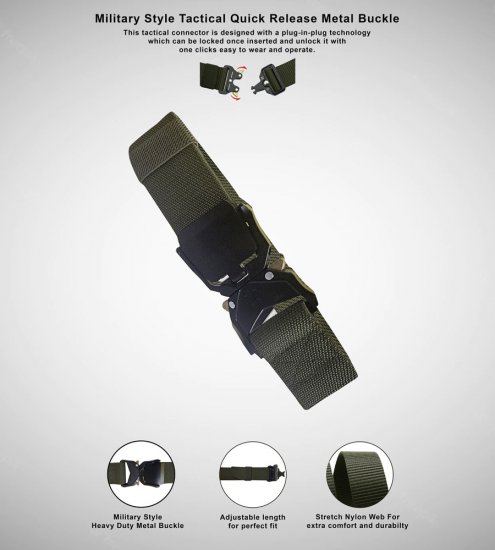 D555 Dale Tactical Stretch Webbing Belt with Heavy Duty Quick Release Buckle Khaki - Curele - Curele Bărbați Mărimi Mari