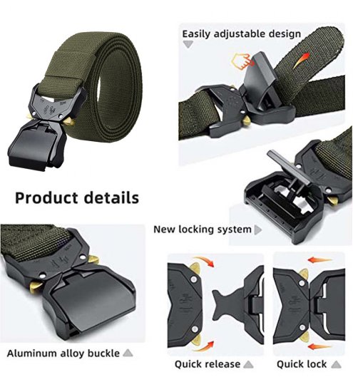D555 Dale Tactical Stretch Webbing Belt with Heavy Duty Quick Release Buckle Khaki - Curele - Curele Bărbați Mărimi Mari