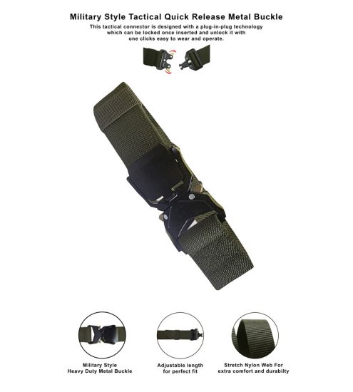 D555 Dale Tactical Stretch Webbing Belt with Heavy Duty Quick Release Buckle Khaki - Curele - Curele Bărbați Mărimi Mari