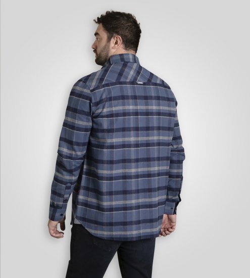 D555 Shrewsbury Long Sleeve with Chest Pocket Blue/Navy Check TALL SIZES - Cămăși - Cămăși Bărbați Mărimi Mari