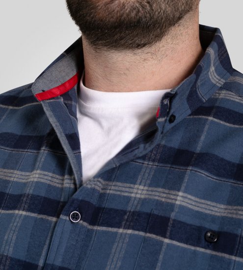 D555 Shrewsbury Long Sleeve with Chest Pocket Blue/Navy Check - Cămăși - Cămăși Bărbați Mărimi Mari
