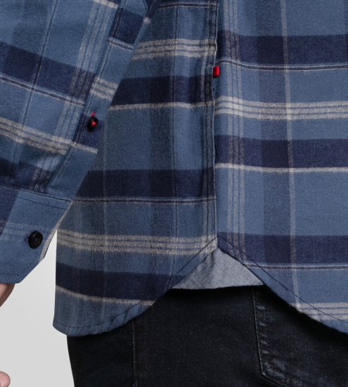 D555 Shrewsbury Long Sleeve with Chest Pocket Blue/Navy Check TALL SIZES - Cămăși - Cămăși Bărbați Mărimi Mari