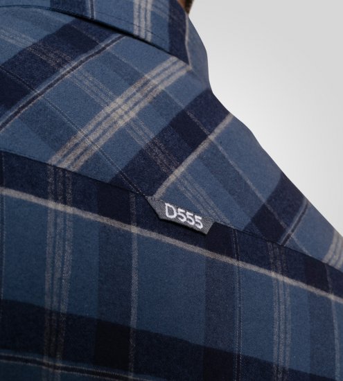 D555 Shrewsbury Long Sleeve with Chest Pocket Blue/Navy Check - Cămăși - Cămăși Bărbați Mărimi Mari
