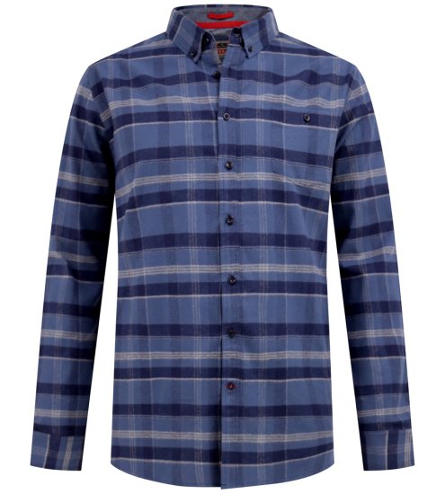 D555 Shrewsbury Long Sleeve with Chest Pocket Blue/Navy Check - Cămăși - Cămăși Bărbați Mărimi Mari