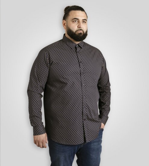 D555 Sheffield Long Sleeve AOP Micro Gold Shirt Navy - Cămăși - Cămăși Bărbați Mărimi Mari
