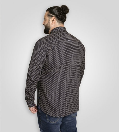 D555 Sheffield Long Sleeve AOP Micro Gold Shirt Navy - Cămăși - Cămăși Bărbați Mărimi Mari