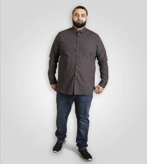D555 Sheffield Long Sleeve AOP Micro Gold Shirt Navy - Cămăși - Cămăși Bărbați Mărimi Mari