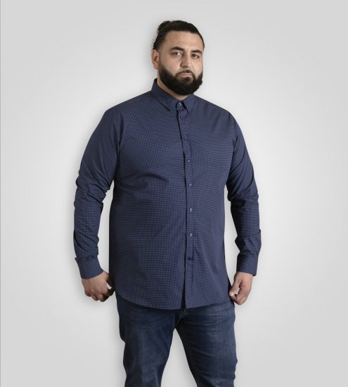 D555 Middlesbrough Long Sleeve AOP Micro Blue Shirt Navy TALL SIZE - Cămăși - Cămăși Bărbați Mărimi Mari
