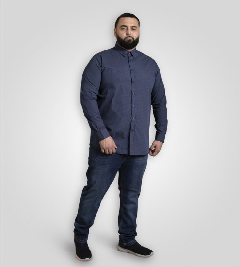 D555 Middlesbrough Long Sleeve AOP Micro Blue Shirt Navy TALL SIZE - Cămăși - Cămăși Bărbați Mărimi Mari