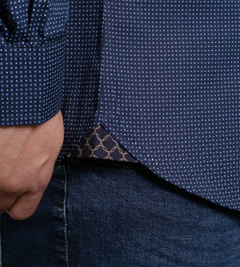 D555 Middlesbrough Long Sleeve AOP Micro Blue Shirt Navy - Cămăși - Cămăși Bărbați Mărimi Mari